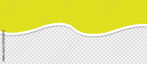 Ripped yellow textured paper border with torn edge and transparent background, banner overlay for sales promotion, discount flyer, poster design