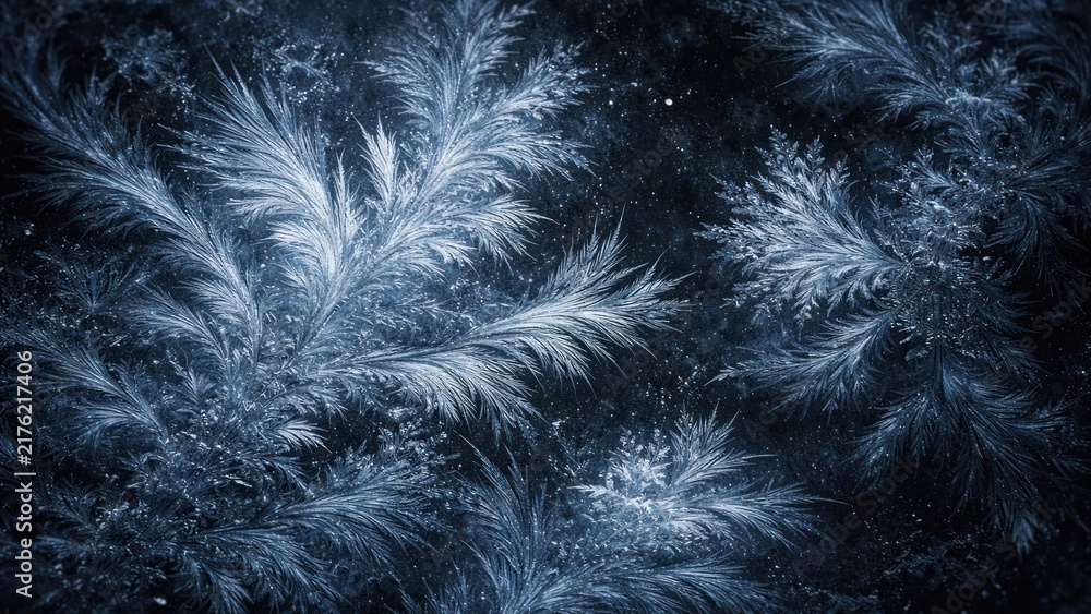 Fototapeta premium Intricate frosty winter patterns emerge.
