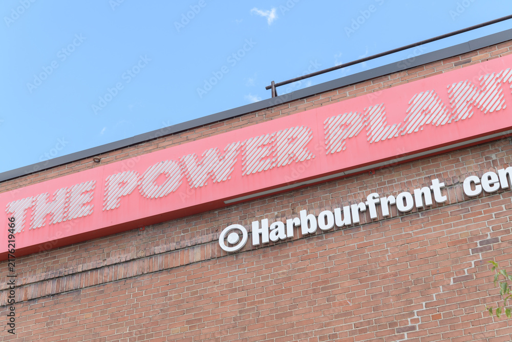 Obraz premium signage outside The Power Plant Contemporary Art Gallery located at 231 Queens Quay W at Harbourfront Centre on Toronto's lakefront (housed in an actual former 1926 industrial powerhouse)