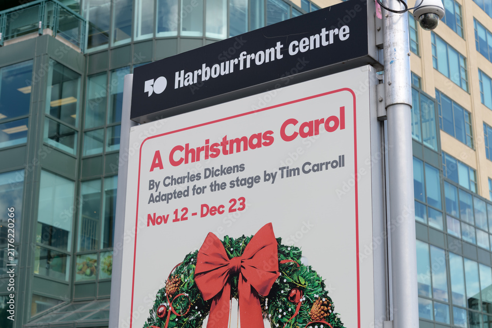 Obraz premium Harbourfront Centre event poster for A Christmas Carol, Toronto (Shaw Festival adaptation written and directed by Tim Carroll to be performed at The Fleck at Harbourfront Centre Theatre)