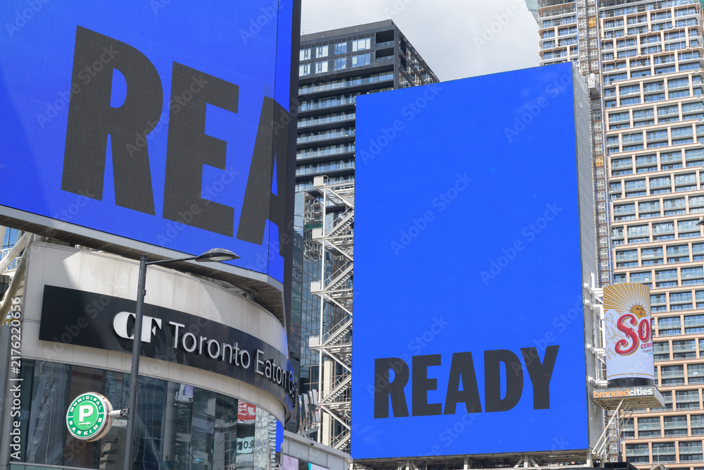 Obraz premium digital sign featuring ad for Ford Motor Company (Canada) at Sankofa Square, Toronto
