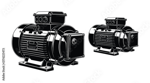 Two electric motors black silhouette on a white background