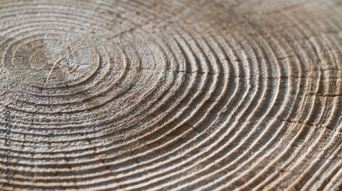 Detailed end grain of felled tree trunk in muted gray tones showing growth rings and grain pattern
