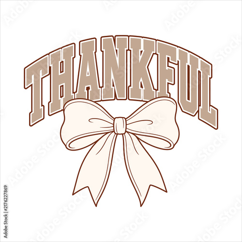Thankful Typography with Feminine Bow Autumn Design