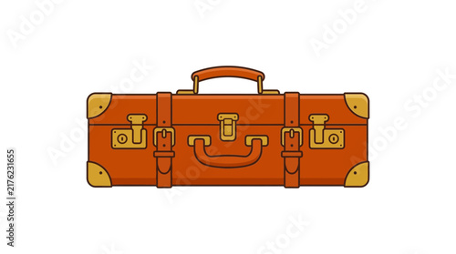 Vintage Leather Suitcase Isolated Transparent Background Travel Luggage