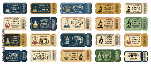Vintage Science Jubilee Tickets Collection Isolated Transparent Background
