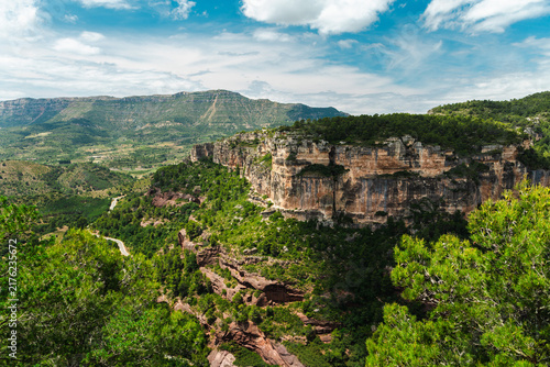 Quadro su tela Siurana canyon and sandstone cliffs overlooking mountain valley in Catalonia, Sp