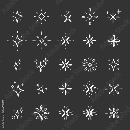 Chalkboard Style Sparkle Starburst Elements Vector Design