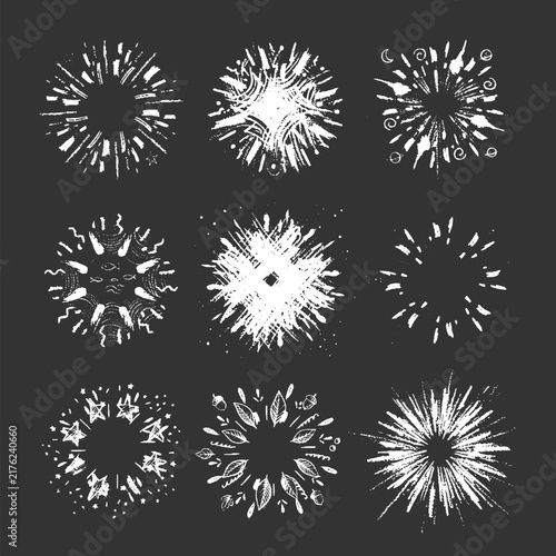 Chalkboard Style Burst Frames And Decorative Elements Vector