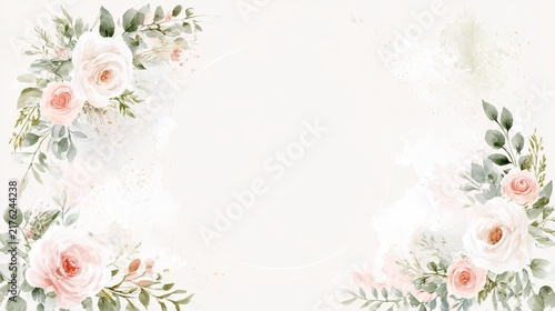Elegant Floral Frame Card for Wedding Invitations in Soft Blush Tones