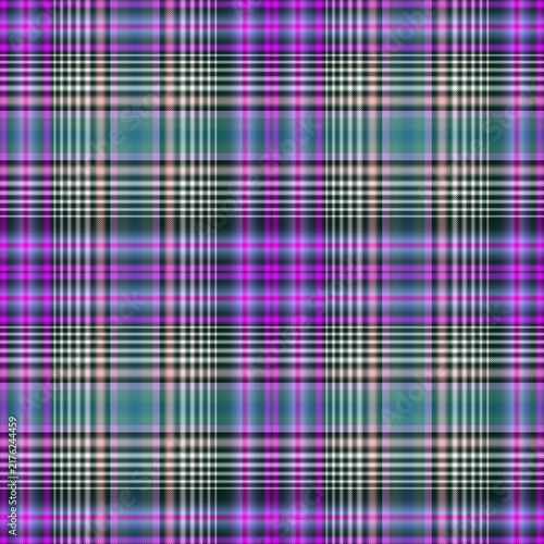 Abstract Plaid Pattern Background with Vibrant Purple and Teal Geometric Lines