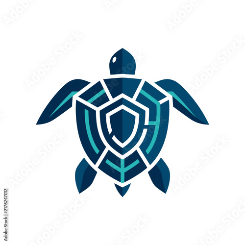 Stylized sea turtle logo featuring a shield emblem integrated into the shell pattern.