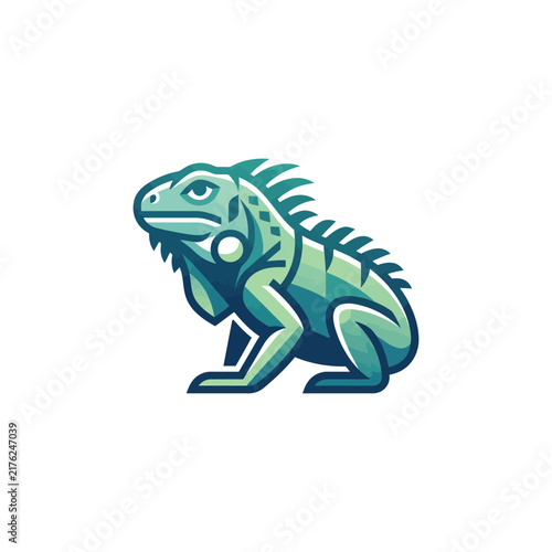 A stylized vector illustration of a green iguana in a side profile pose.