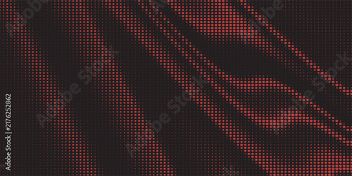 Elegant geometric halftone pop art backdrop template with dark red wavy pattern illustration