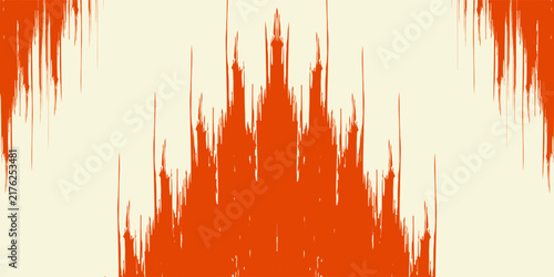 Abstract orange halftone background with sharp diagonal brush strokes and grunge texture.