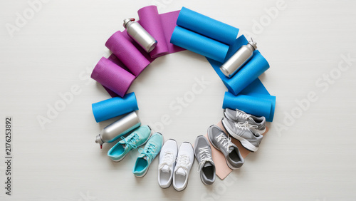 Circular arrangement of colorful material swatches in varied hues on a white background presenting a creative design palette for color matching branding interior planning and visual inspiration