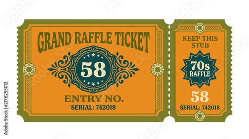 Retro Grand Raffle Ticket Isolated - Vintage Entry Stub