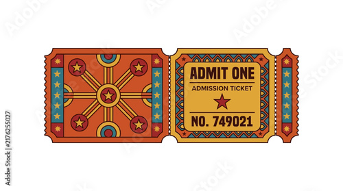 Vintage Admit One Ticket Isolated Transparent Background