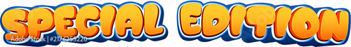 Fotografie Bright yellow and orange 3D cartoon special edition text on a transparent background