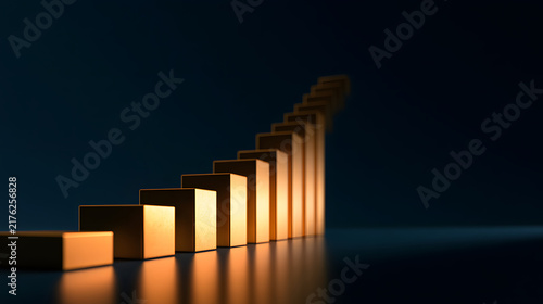 Golden Ascending Growth Chart Concept