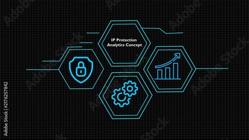 IP Protection Analytics Concept and Corporate Data Monitoring Animation.4k video