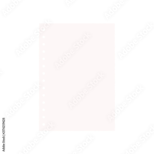 Blank paper page template with holes for binder notebook, copy space background