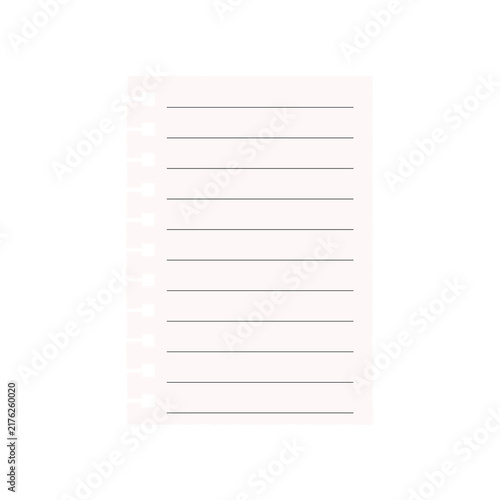 Lined Loose Leaf Binder Paper Sheet isolated on White Background