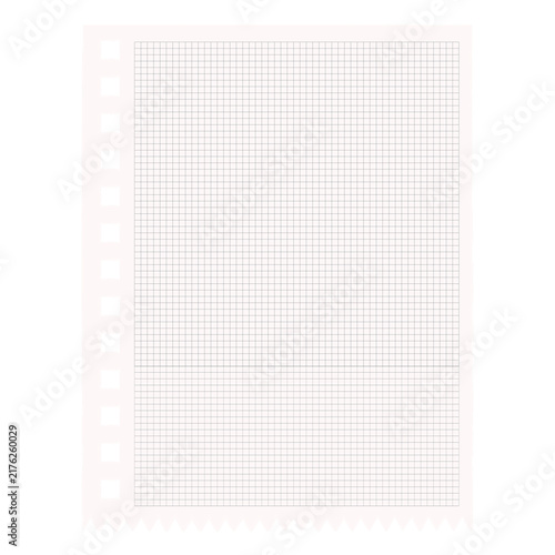 Grid Loose Leaf Binder Paper Sheet isolated on White Background