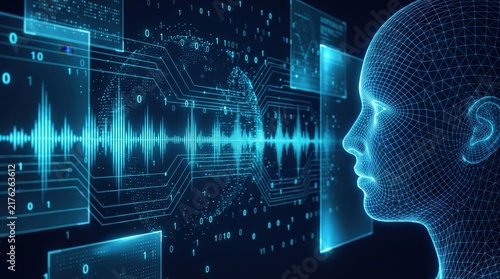 Obraz na płótnie Artificial intelligence concept with digital brain and binary code futuristic technology