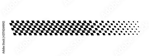 Racing flag texture with faded black squares. Start or finish signal on sport car competitions. Chess game, rally, karting or motocross print. Taxi or police car banner. Vector graphic illustration