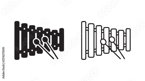 Bild auf Leinwand xylophone bars vector icon with silhouette outline art silhouette with outline a