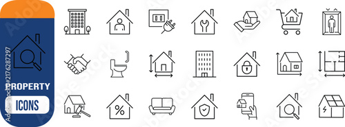 Real estate property icons. house icon set, building icon set, handshake icon set