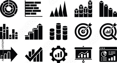 Business Data Analytics and Infographic Chart Icon Set