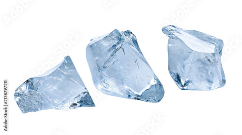 Obraz na plátne Three jagged translucent blue ice chunks with sharp edges and reflective surface