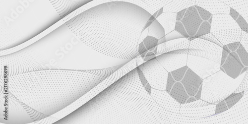 Football or soccer background with big ball in red colors