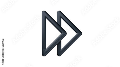 Dark grey double arrow fast forward symbol with rounded edges