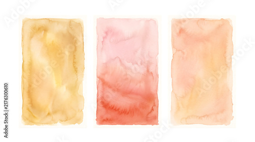 Three rectangular watercolor paint texture swatches