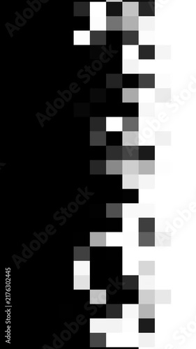 4K monochrome 8bit wipe pixel block transition animation on transparent background, for adding texture to video revealing.