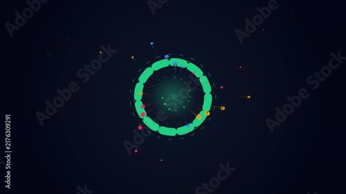 Abstract Digital Ring with Floating Particles and HUD Elements