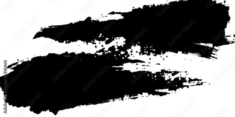 Fototapeta premium Black and White Vector Grunge Background with Ink Splashes, Paint Splatter, Rough Brush Strokes, Dirty Texture, Decorative Frame and Abstract Artistic Design Elements