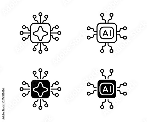 Fotografía AI Productivity Artificial Intelligence Model Outline and Glyph Icon Set