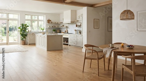 modern kitchen interior with table and chairs