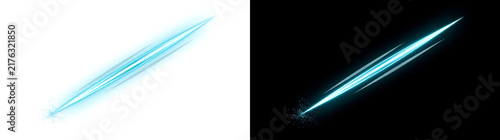 Photography Shooting Star of glowing blue light streaking diagonally with a burst of particl