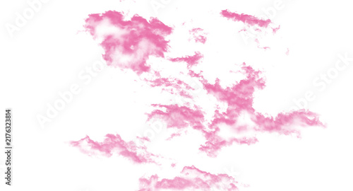 Soft pink fluffy cloud shape isolated on a plain surface