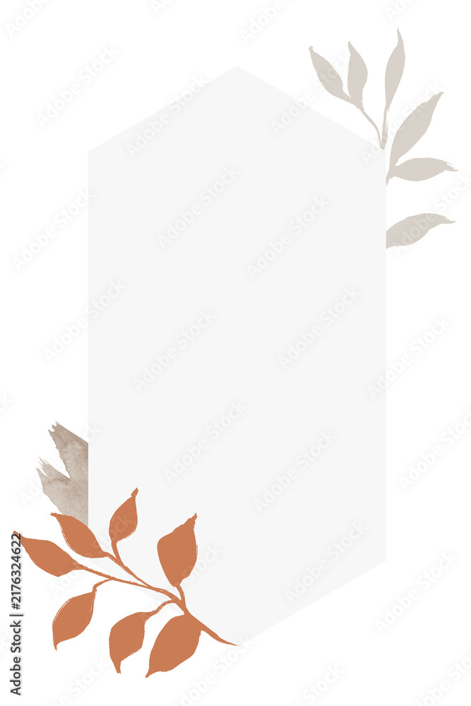 Obraz premium Minimal botanical png badge, simple leaf illustration transparent background