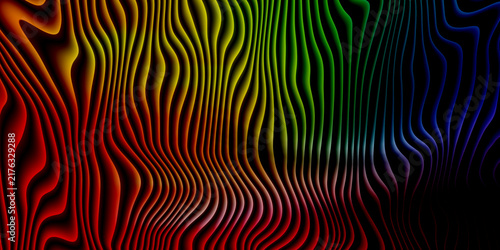 Canvastavla Abstract dark rainbow wave pattern with metallic gradient vertical lines for modern banner design