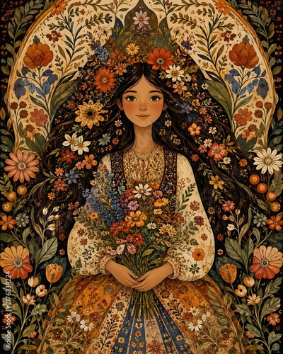 Floral girl art