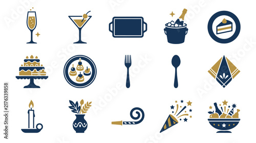 Elegant Party and Celebration Icons Set