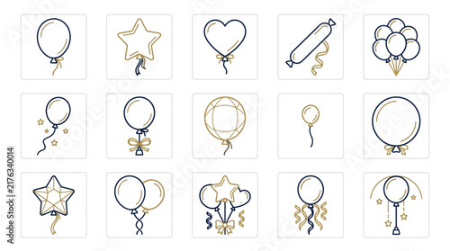 Elegant Party Balloons Icon Set for Festive Celebrations