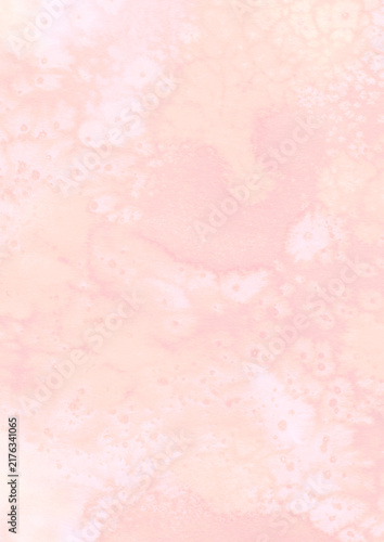 Soft peach and pink watercolor wash with diffuse speckles and subtle bubbles across a pale surface, designed for beauty packaging, paper goods, fabric, and gentle editorial layouts.